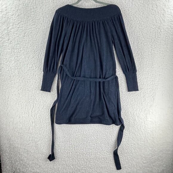 LOFT Blue Smocked Off The Shoulder Dress Womens Long Sleeve Pullover Size‎ SP - Picture 12 of 16